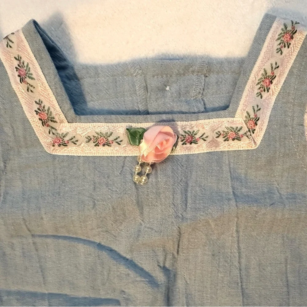 Mother-maid in the USA Chambray Bouquet Flower Romper Bodysuit 6M Baby Girl NWT